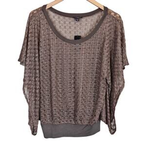 Express Metallic Crochet Top Blouse Short Sleeves Women's Size X-Small Casual‎